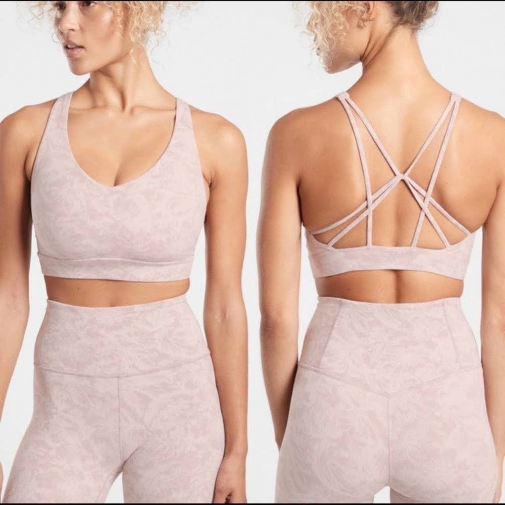 XXS Athleta Solace Bra Athletic Sports Bra Pink Print